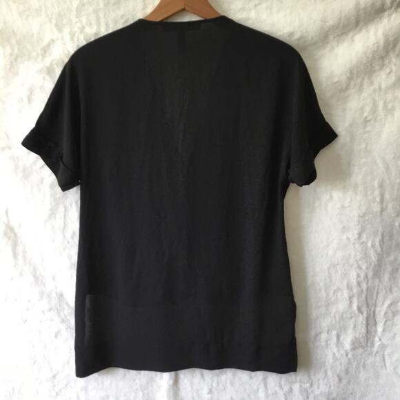 BCBGMaxAzria Black Drape Front Hi-Low Sheer Top - Picture 16 of 16